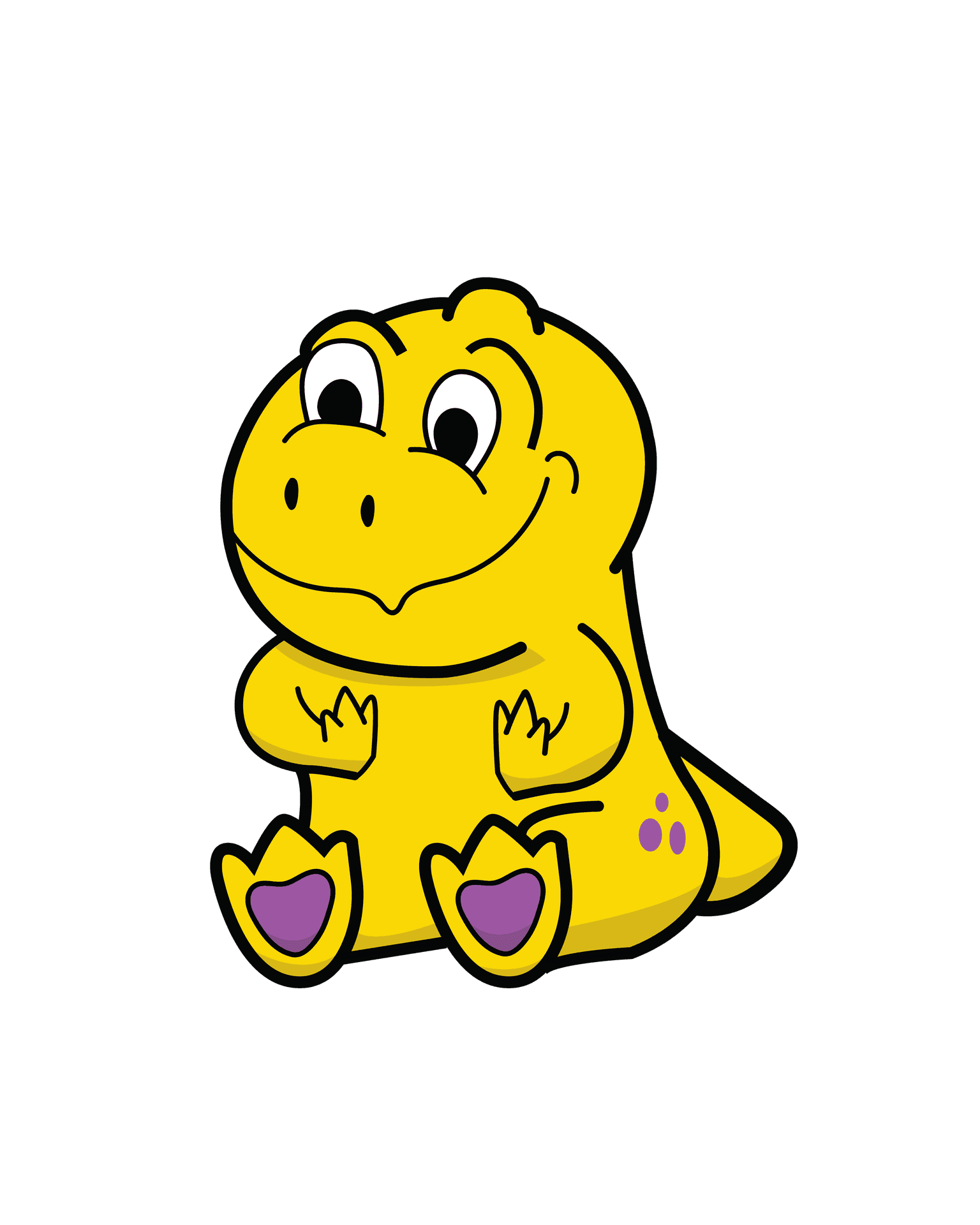 cartoon baby dinosaur clapping and smiling